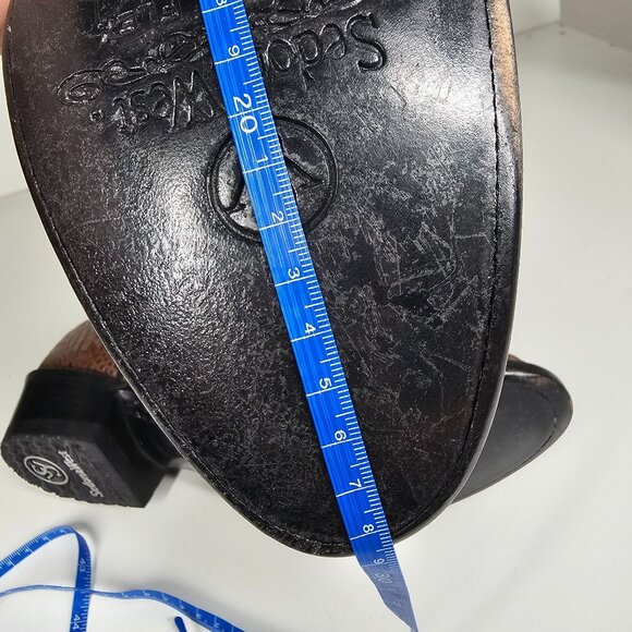 Sedona West Mens Cowboy Boots Leather Crocodile Print Cognac Brown Mens 7.5D NWT - Picture 11 of 14